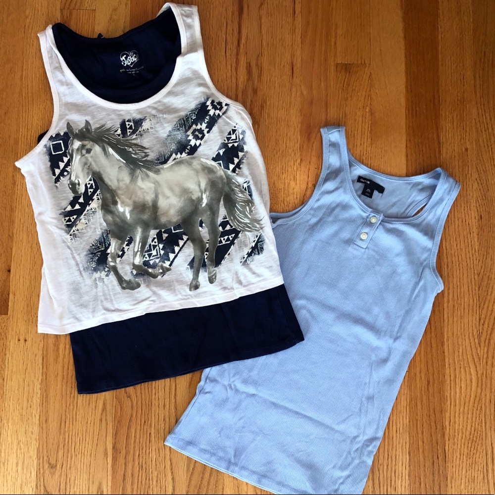 🦋SET OF 2 TOPS🦋 GAP & JUSTICE GIRLS SIZE 14-16